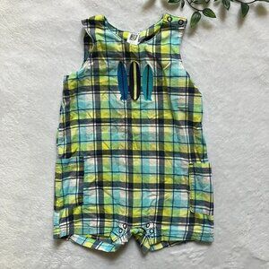 Carter’s 18M Plaid Surfboard One-Piece Romper | VGUC Baby Summer Outfit